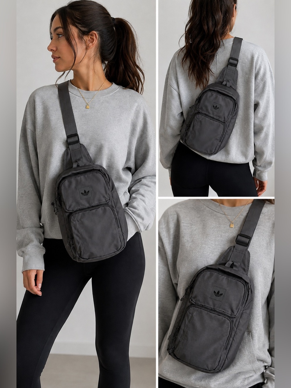 Adidas Originals Utility Crossbody Sling Bag Grey NWT